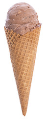 truffle ice cream in cone isolated on white background