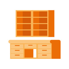 wooden shelving in white background icon