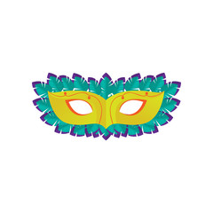 Traditional carnival mask with around feathers and green color