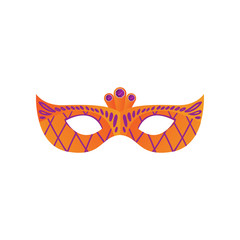 Orange carnival festive mask with violet ornament and gems