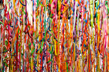 abstract colorful ribbon rainbow on ceiling background