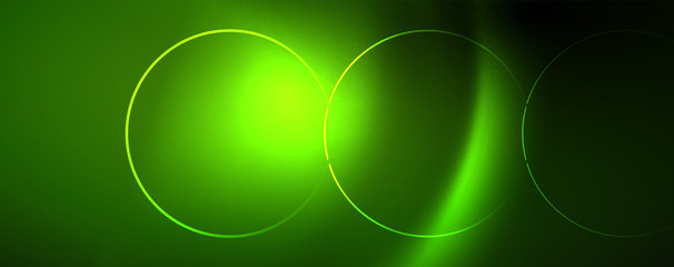 Shiny neon lines template - northern lights glowing blur lines. Futuristic style glow neon 80s disco club or night party techno template