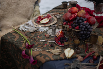 Still life with vintage dishes
