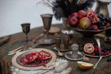 Still life with vintage dishes