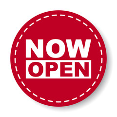 red vector banner now open