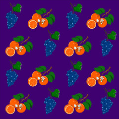 Fruit pattern orange and grapes