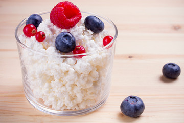 cottage cheese in a jar of berries