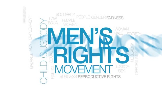 Men's rights animated word cloud. Kinetic typography.