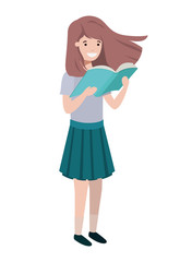 student girl with reading book in the hands