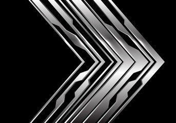 Abstract silver circuit arrow direction on black design modern luxury futuristic technology background vector illustration.