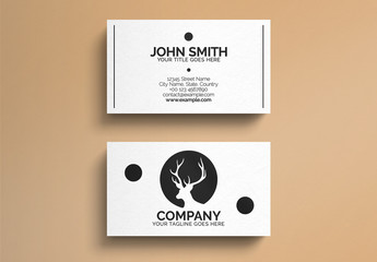 White Business Card Layout with Deer Logo Layout