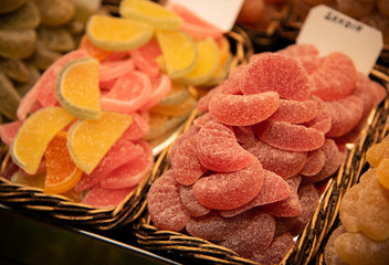 Variety of sugary and tasty dry fruits