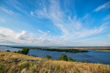 View of steppe and upper river Don in Russia. Beautiful summer landscape