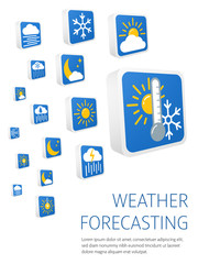 3d weather forecast icons set. Banner template design. Symbols are isolated on white background. Vector illustration EPS10.