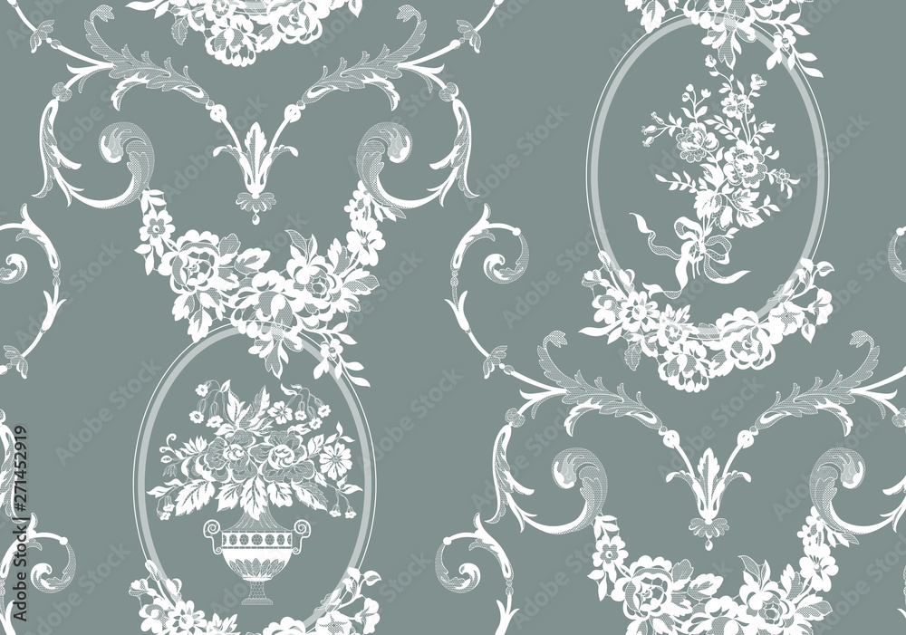 Sticker seamless vintage floral lace pattern for your design