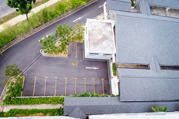 Car parking building top view.