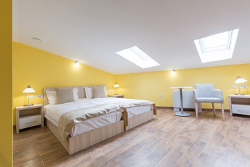 Interior of a bedroom in loft apartment