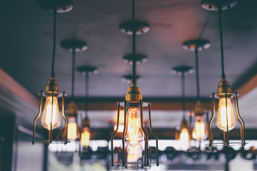 Obraz premium Light, design and interior. Vintage metallic lanterns.