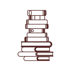 silhouette of stack of books on white background