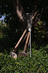 Obraz premium In the garden - tools for the garden. Background
