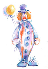 Circus clown, watercolor illustration, sketch - 271455193