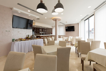 Interior of a new hotel restaurant