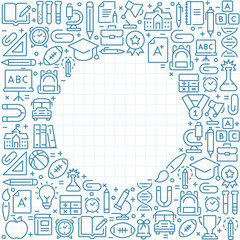 Back To School vector background with line icons