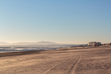 Scenic view of beach at the end of the day