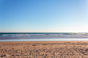 Obraz premium Beach background. Sand, sea and bue sky
