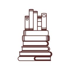 silhouette of stack of books on white background