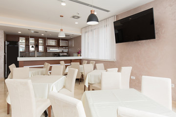 Interior of a new hotel restaurant
