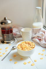 cereal breakfast set on light background one