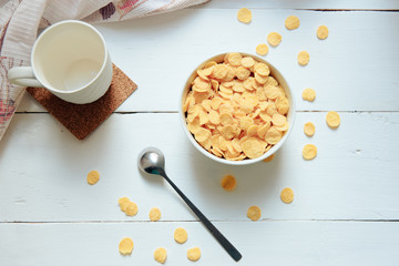 cereal breakfast set on light background one