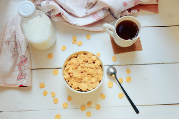 cereal breakfast set on light background one