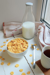 cereal breakfast set on light background one