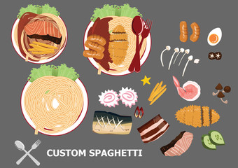 custom japan food assets curry rice ramen omelette spaghetti