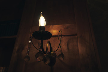 retro incandescent lamp on a black background