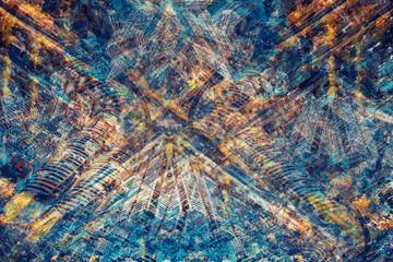 Creative city art abstract downtown background colourful.