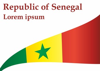 Flag of Senegal, Republic of Senegal. Template for award design, an official document with the flag of Senegal. Bright, colorful vector illustration.