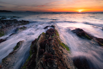Sunset at Bidart's beach next to Biarritz, Basque Country.	