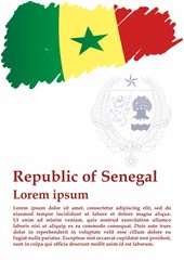 Flag of Senegal, Republic of Senegal. Template for award design, an official document with the flag of Senegal. Bright, colorful vector illustration.