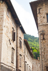 Narrow street in Gubbio closed to Assisi in Umbria