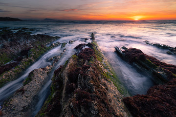 Sunset at Bidart's beach next to Biarritz, Basque Country.	