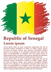 Flag of Senegal, Republic of Senegal. Template for award design, an official document with the flag of Senegal. Bright, colorful vector illustration.