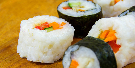 Sushi, a Japanese dish, close up
