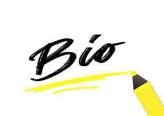 bio souligné jaune fluo