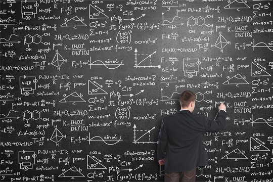 Albert einstein algebra background blackboard board business