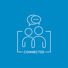 Chat icon line concept on blue background