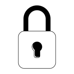 yellow padlock icon cartoon isolated in black and white