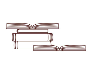 silhouette of stack of books on white background